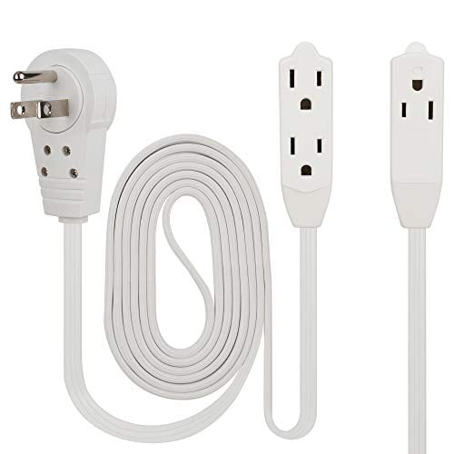 Book Cover Maximm Cable 20 Ft 360Â° Rotating Flat Plug Extension Cord / Wire, 16 AWG Multi 3 Outlet Extension Wire, 3 Prong Grounded Wire - White - UL Listed