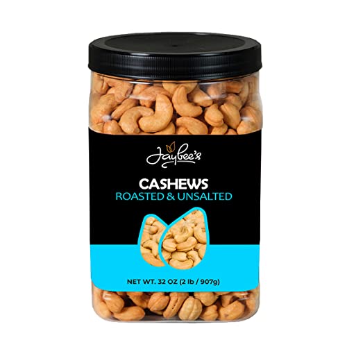 Book Cover Jaybee's Nuts - Cashews Roasted Unsalted - Whole - Healthy Protein, Vitamins, Nutritional Gourmet Snacks, Gift Giving- Reusable Container - Certified Kosher - Vegan & Keto Friendly Superfood Snack (32 Ounces)