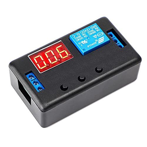 Book Cover 12 Volt Timer Relay, DROK 0.1s to 999min 50mA 4-Mode On-Off Automotive Digital Delay Relay, Electric Delay Timer Switch, Cycle Time Delay Module with LED Display