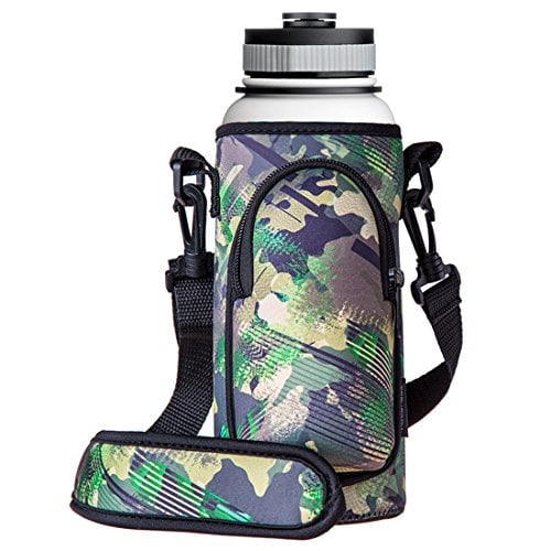 Book Cover RoryTory Neoprene Water Bottle Sleeve Carrier Holder with Shoulder Strap, Pouch, Pocket & Carrying Handle (Fits 32oz / 40oz Hydro Flask, Nalgene, Juglug, Contigo, etc) Great for Glass, Plastic, Metal