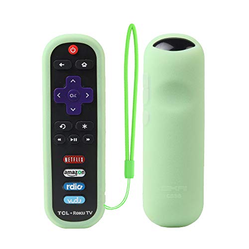 Book Cover TCL Roku RC280 Remote Case SIKAI Silicone Shockproof Protective Cover for Roku 3600R / TCL Roku RC280 TV Remote [RoHS Tested Material] Skin-Friendly Anti-Lost with Remote Loop (Glow in Dark-Green)