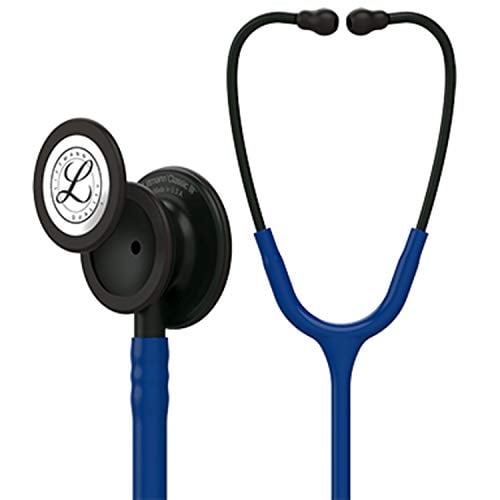 Book Cover 3M Littmann Classic III Monitoring Stethoscope, Black-Finish Chestpiece, Stem and Headset, Navy Blue Tube, 27 inch, 5867
