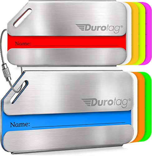 Book Cover Durotag Luggage Tags Personalized Custom Stainless Steel Travel Bag Tag ID 2 Set