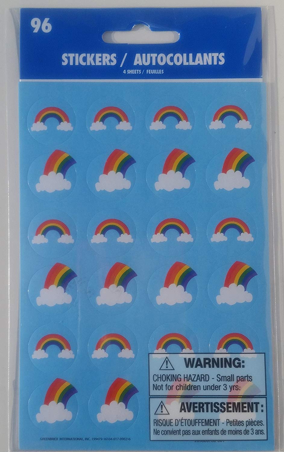 Book Cover Kids Rainbow Decal Stickers - 4 Sheets = 96 total