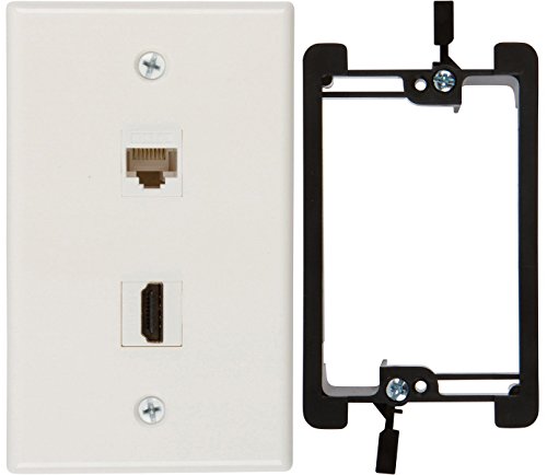 Book Cover Buyer's Point HDMI and Cat6 Ethernet RJ45 Wall Plate [UL Listed], with Single Gang Low Voltage Mounting Bracket Device (White Kit)