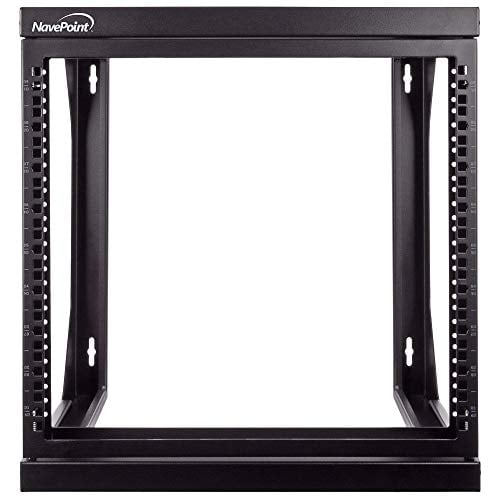 Book Cover NavePoint 9U Wall Mount IT Open Frame 19 Inch Rack with Swing Out Hinged Gate Black