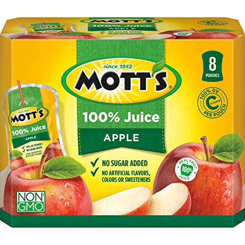 Book Cover Mott's 100% Apple Juice, 6.75 Fluid Ounce Pouch, 8 Count (Pack of 4)