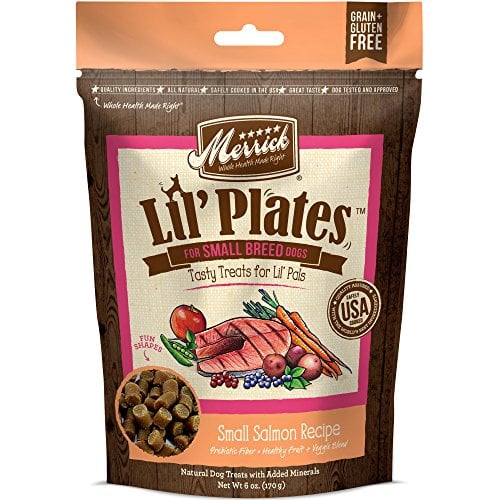 Book Cover Merrick Lil Plates Small Breed All Natural Grain Free Dog Treats, 5 oz Pouch Small Salmon
