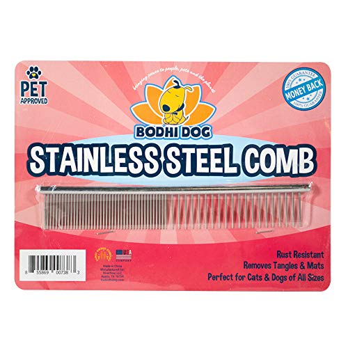Book Cover Bodhi Dog New Natural Tear Eye Stain Remover or Set of 2 Combs| Remove Stains and Clean Residue for Dogs and Cats | Safe Gentle Cleaner Solution for Fur and Delicate Coats (Stainless Steel Comb)