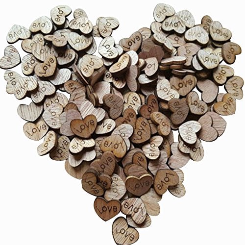 Book Cover 500pcs Rustic Wooden Love Heart Wedding Table Scatter Decoration Crafts(Update Version)