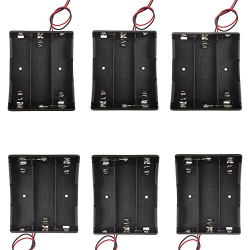 Book Cover Sackorange 6 pcs 3 x 3.7V Battery Holder,18650 Battery Storage Case Plastic Box Holder Leads with 3 Slots for 6