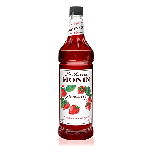Book Cover Monin - Strawberry Syrup, Mild and Sweet, Great for Cocktails and Teas, Gluten-Free, Non-GMO (1 Liter)