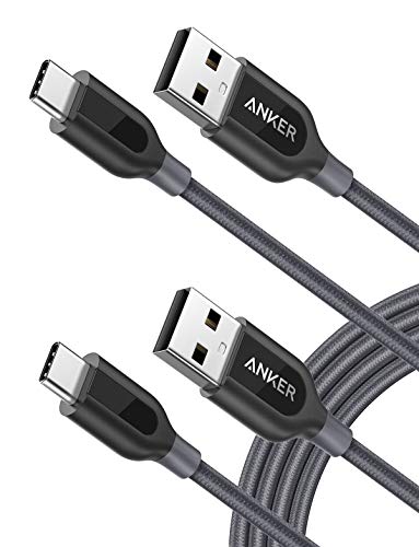 Book Cover USB Type C Cable, Anker [2-Pack 6ft] Powerline+ USB-C to USB-A, Double-Braided Nylon Fast Charging Cable, for Samsung Galaxy S10/ S9 / S9+ / S8 / S8+, iPad Pro 2018, MacBook and More(Gray)