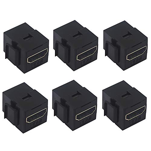 Book Cover HDMI Female Keystone Coupler, VCE 6-Pack HDMI Keystone Jack Insert Gold Plated 3D&4K Mini Adapter Connector for Wall Plate-Black