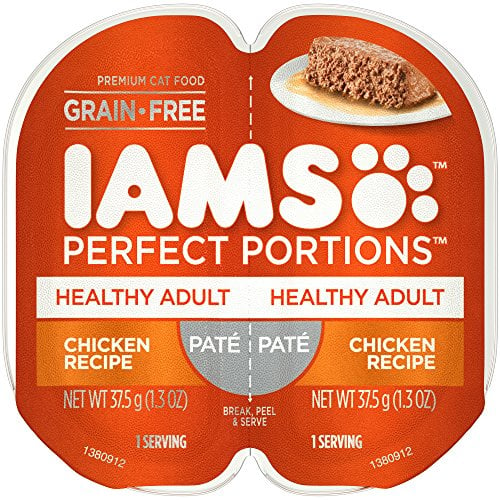 Book Cover Iams Perfect Portions Grain Free Adult Wet Cat Food Paté Chicken Recipe, (24) 2.6 Oz. Twin-Pack Trays