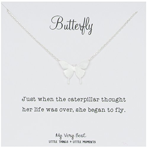 Book Cover My Very Best Butterfly Necklace_Just When The Caterpillar Thought her Life was Over, she Began to Fly. (Silver Plated Brass)