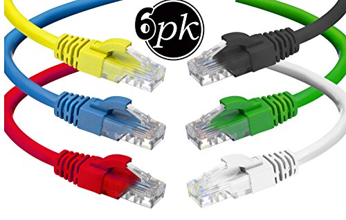 Book Cover Cat6 Ethernet Cable (1.5 Feet) LAN, UTP (18 inch) Cat 6 RJ45, Network, Patch, Internet Cable - 6 Pack (1.5 ft)