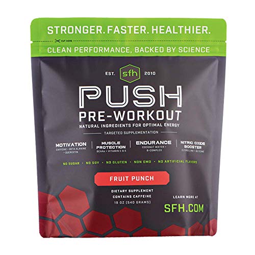 Book Cover Push Pre-Workout Powder (Fruit Punch) by SFH | Best Tasting 5g BCAA's for Muscle Repair | Non-Dairy, No Artificial Flavors, Colors, or Sweeteners (Bag)
