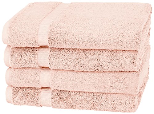 Book Cover AmazonBasics Pinzon Organic Cotton Bath Towels (4 Pack), Blush