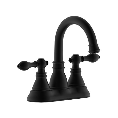 Book Cover Derengge F-4501-MT Two Handle Bathroom Sink Faucet with Pop up Drain,cUPC NSF AB1953 Lead Free, Matte Black