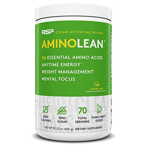 Book Cover RSP AminoLean - All-in-One Pre Workout, Amino Energy, Weight Management Supplement with Amino Acids, Complete Preworkout Energy for Men & Women, Lemon Lime, 70 (Packaging May Vary)