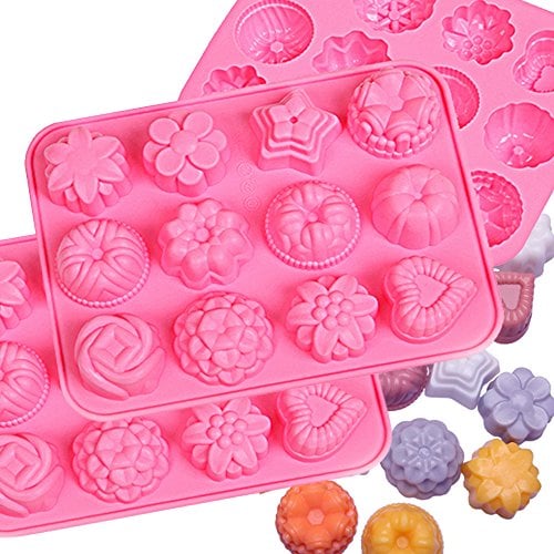 Book Cover IHUIXINHE Food Grade Silicone, Non-Stick Ice Cube Mold, Jelly, Biscuits, Chocolate, Candy, Cupcake Baking Mould, Muffin pan
