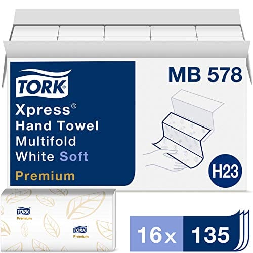 Book Cover Tork Premium MB578 Soft Xpress Multifold Paper Hand Towel, 3-Panel, 2-Ply, 9.125