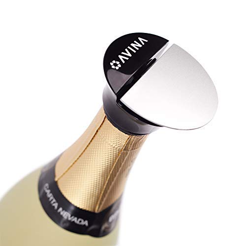 Book Cover Avina Champagne and Wine Bottle Stopper - 100% Leakproof, Lies Flat in the Fridge - Simple yet Strong, and Easy to Lock in Place - Saver Cap Fits All Bottles by Expanding like Cork