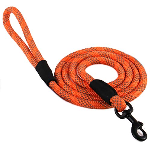 Book Cover Max and Neo Rope Leash Reflective 6 Foot - We Donate a Leash to a Dog Rescue for Every Leash Sold (Orange, 6 FT x 1/2