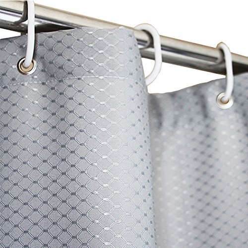 Book Cover Eforgift Noble Waffle Weave Stall Curtain Narrow Size with Rings, Elegant Solid Silver Grey Shower Curtain for Men&Women, Made of 100% Durable Weighted Polyester Fabric,Small Size 36-inch by 72-inch