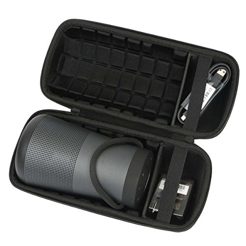 Book Cover Khanka Hard Travel Case Replacement for Bose SoundLink Revolve+ Bluetooth Speaker, Triple Black (Fits Charging Cradle)