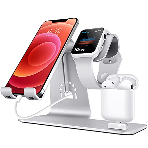 Book Cover Bestand 3 in 1 Stand Holder for iPhone Mobile Phone iWatch Apple Watch and Charging Stand Station for Airpods Only (Patented, Airpods Charging Case Not Included)