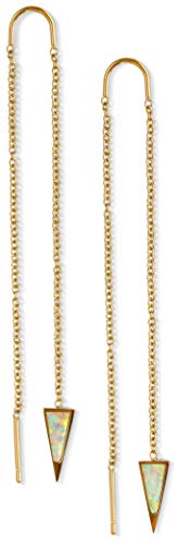 Book Cover Stunning Opal Threader Earrings Dagger Earrings | 14k Gold Dipped Long Earrings For Women | Dangling Gold Earrings Chain Earrings | Celebrity Approved Hypoallergenic Thread Earrings For Women