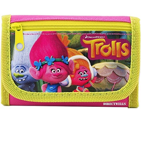 Book Cover Party Favors Dreamworks Trolls 2 Card pockets Trifold Wallet-Green