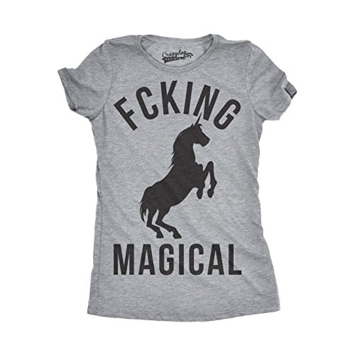 Book Cover Womens Magical Funny T Shirts Unicorn Vintage Tees Cool Hilarious Novelty T Shirt (Heather Grey) - L