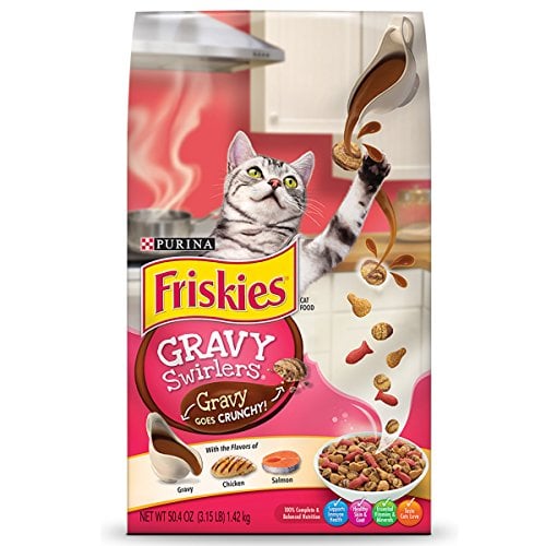 Book Cover Purina Friskies Dry Cat Food, Gravy Swirlers - 3.15 lb. Bag