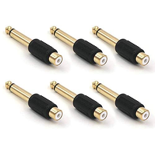 Book Cover VCE 6 Pack 6.35mm Mono Plug Male to RCA Female Audio Adapter