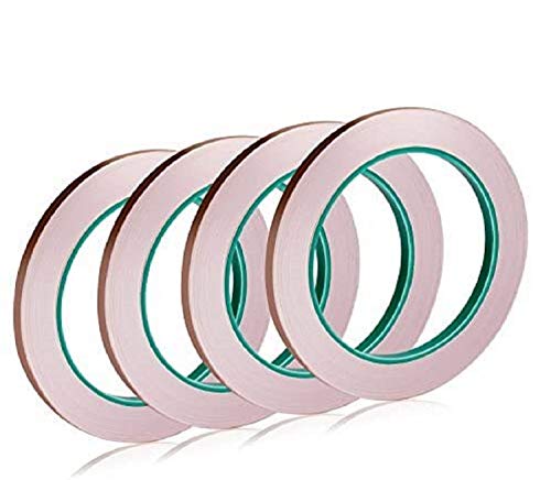 Book Cover 4 Pack Copper Foil Tape with Conductive Adhesive for EMI Shielding, Paper Circuits, Electrical Repairs, Grounding(1/4inch)
