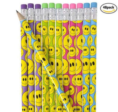 Book Cover Emoji Pencil, 7.5-Inch 4 Dozens 48 Count Use As Reward Pencils ,Birthday Party Favors For Kids Or Rewards For Students