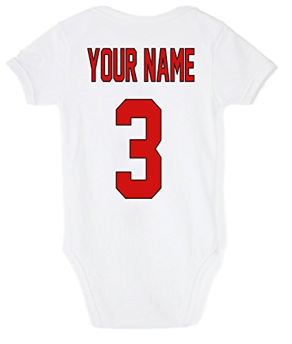 Book Cover Baseball Custom Personalized One-Piece Baby Bodysuit with Your Name and Number (3-6 Months) White