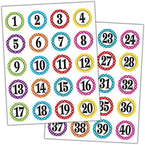 Book Cover Teacher Created Resources Polka Dot Numbers Stickers (3567)