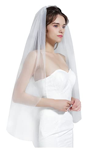 Book Cover Wedding Bridal Veil with Comb 1 Tier Cut Edge Fingertip&Cathedral Length