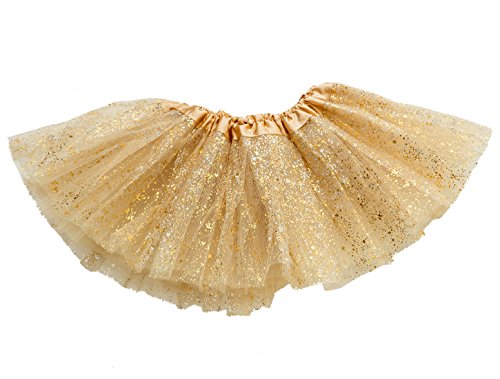 Book Cover GOODTECK Newborn Infant Baby Professional 3 Layers Sequin Tutu Tulle Skirt (6-18month, Gold)