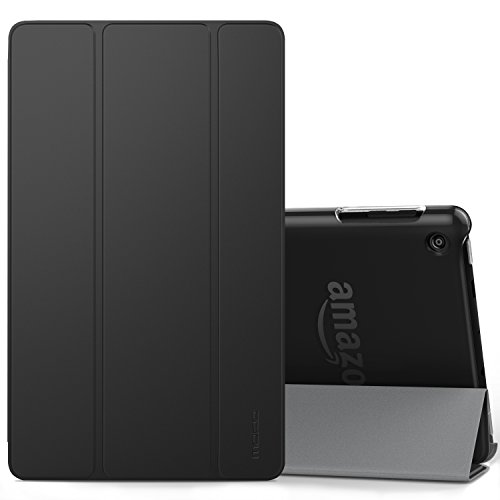 Book Cover MoKo Case for All-New Amazon Fire HD 8 Tablet (7th/8th Generation, 2017/2018 Release) -Lightweight Slim Shell Stand Cover with Frosted Back for Fire HD 8, Black (with Auto Wake/Sleep)