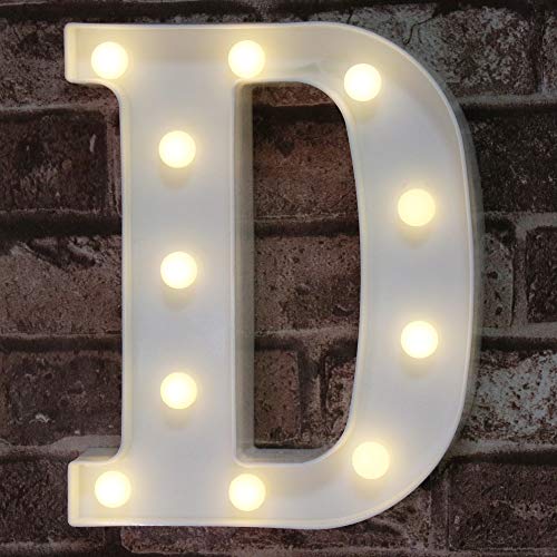 Book Cover Pooqla LED Marquee Letter Lights Sign, Light Up Alphabet Letter for Home Party Wedding Decoration D