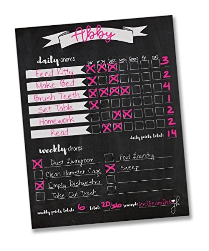 Book Cover Jennakate- Chalkboard Design- Magnetic Child Behavior Reward Chore Chart-Daily Household Chore Checklist-Job Chart- Dry Erase- 11