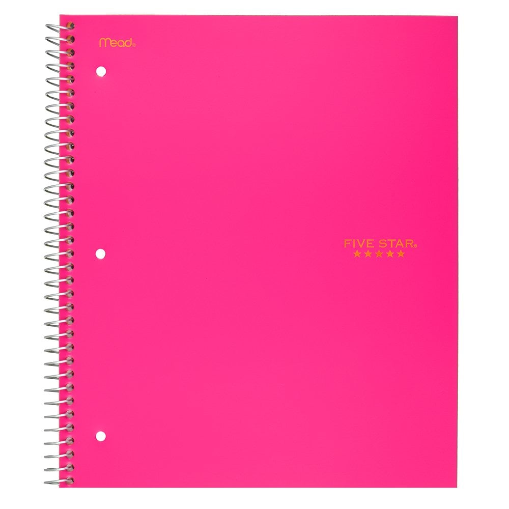 Book Cover Five Star Spiral Notebook, 3 Subject, College Ruled Paper, 150 Sheets, 11