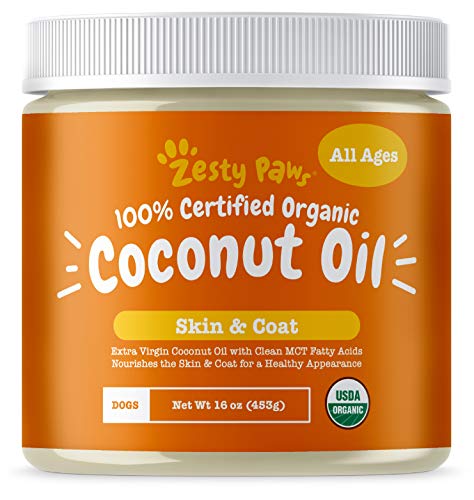Book Cover Zesty Paws Coconut Oil for Dogs - Certified Organic & Extra Virgin Superfood Supplement - Anti Itch & Hot Spot Treatment - for Dry Skin on Elbows & Nose - Natural Digestive & Immune Support - 16 OZ