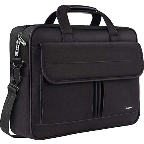 Book Cover Taygeer Laptop Bag 15.6 Inch, Business Briefcase for Men Women, 15inch Water Resistant Messenger Shoulder Bag with Strap, Durable Office Bag, Carry On Handle Case for Computer Notebook MacBook,Black