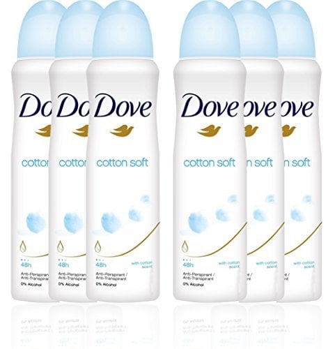 Book Cover Dove Cotton Soft Antiperspirant Spray, International Version, 150ml (Pack of 6)